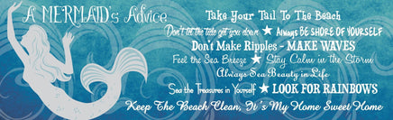Blue Inspirational Sign with White Mermaid & Beach Quotes