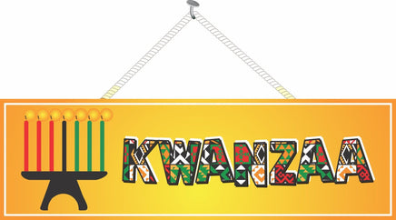 Kwanzaa Sign With Lit Kinara