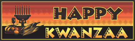 Traditional Happy Kwanzaa Sign in Black and Gold