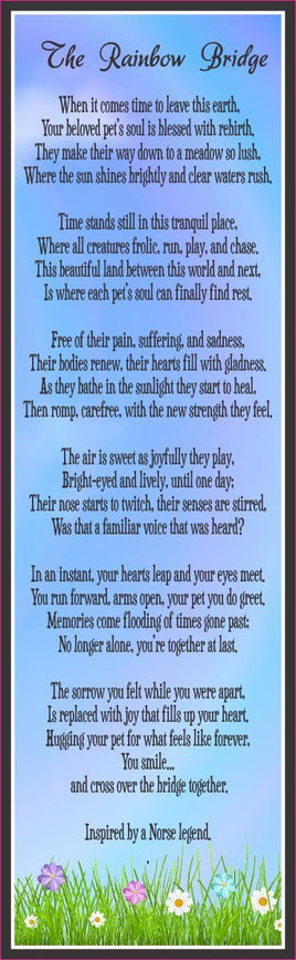 Rainbow Bridge Poem Pet Loss Sign