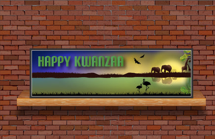 Happy Kwanzaa Sign with African Plains Wildlife Design