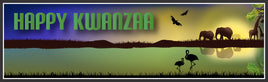 Happy Kwanzaa Sign with African Plains Wildlife Design