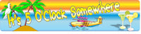 Personalized Aluminum 5 O'Clock Somewhere street sign featuring a parrot and margarita glasses design.