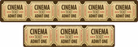 Home Movie Theater Sign with Distressed Effect Cinema Ticket Design