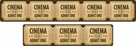Image of Distressed Aluminum Home Movie Theater Sign with Cinema Ticket Admit One Design - 2 Sizes