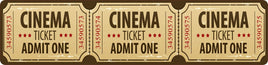 Image of Distressed Aluminum Home Movie Theater Sign with Cinema Ticket Admit One Design