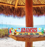Personalized Tropical Tiki Bar Sign with Cocktails