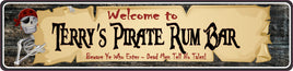 Personalized Aluminum Pirate Rum Bar Sign with Skeleton