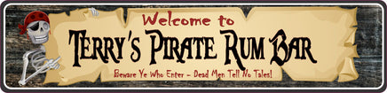 Personalized Aluminum Pirate Rum Bar Sign with Skeleton