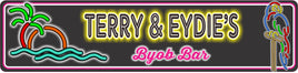 Personalized Tropical Themed Home Bar Sign with Neon Effect