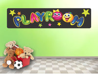 Kids Playroom Sign: Colorful Balloon Letters and Stars Whimsical Decor