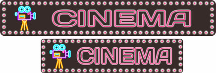 Image of Faux Neon Pink Cinema Sign: Stylish Movie Room Decor Accent - 2 Sizes