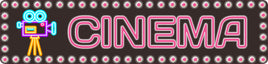 Image of Faux Neon Pink Cinema Sign: Stylish Movie Room Decor Accent