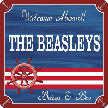 Red, White & Blue Boat Sign with Custom Name