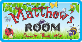 Blue & Green Personalized Sign for Kids with Bugs