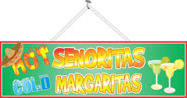Hot Senoritas Cold Margaritas Bar Sign in Green
