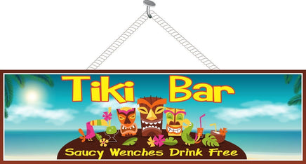 Tiki Bar Beach Sign with Tribal Masks