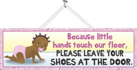 Remove Your Shoes Sign with African American Baby Girl
