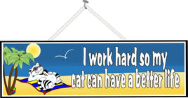 Cat Quote Sign with Beach Scene