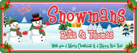 Happy Snowman Welcome Sign with Custom Name