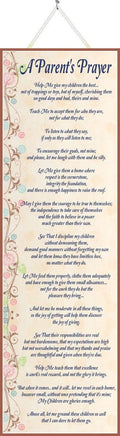 Parent‟s Prayer Inspirational Sign with Poem & Pastel Flowers