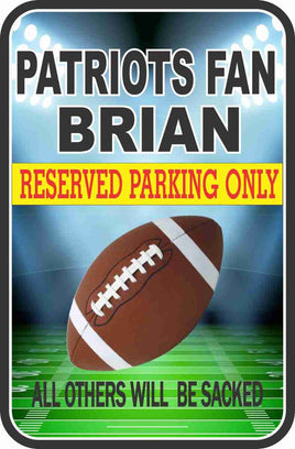 Football Themed Parking Sign Fully Customized To Your Personality