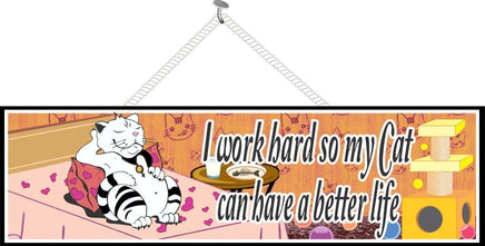 Funny Cat Sign with Striped Feline