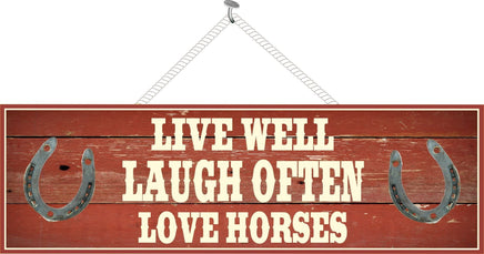 Distressed Wood Inspirational Sign with Horseshoes