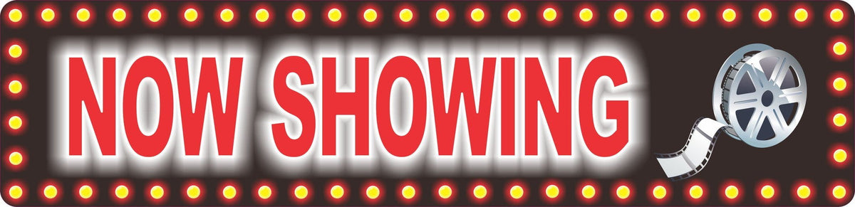 Aluminum Now Showing Sign - Popcorn or Movie Reel Option| Fun Sign Factory