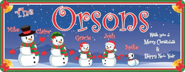 Personalized Snowman Family Seasonal Sign with Bells