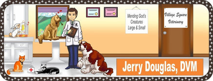 Personalized Veterinarian Sign with Cats and Dogs