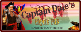 Pirate, Rum & Colorful Parrot Personalized Bar Sign