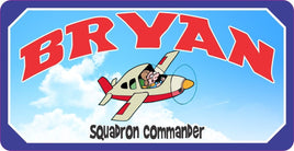 Kids Squadron Commander Airplane Sign with Cartoon Pilot