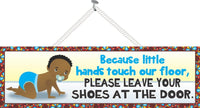 Remove Your Shoes Sign with African American Baby Boy