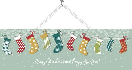 Christmas Stocking Holiday Sign with Snowflakes