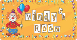 Personalized Clown Kids Room Sign with Balloon Border