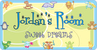 Cute Animals Baby Sign with Blue Border