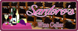 Personalized Wine Cellar Sign with Wine Bottles & Long Stem Glasses