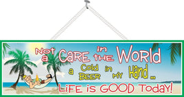 Lounging Man Beach Sign with Funny Quote
