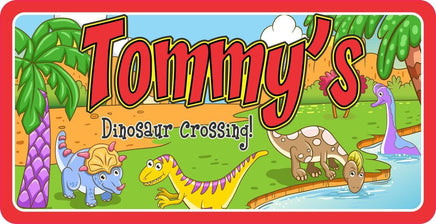 Dinosaur Crossing Personalized Sign 
