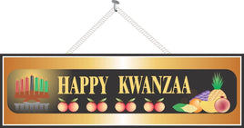 Gold Kwanzaa Sign with Kinara