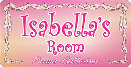 Pink Ballet Slippers Girls Room Sign with Ribbon