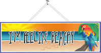 Ocean Sunset Novelty Sign with Parrot & Beach Quote