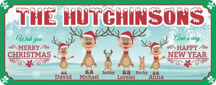 Family Reindeer Personalized Sign for Christmas