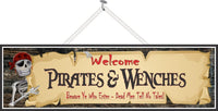 Pirate Bar Sign with Parchment Paper and Old Wood Background
