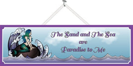 Purple Mermaid Sign with Waves & Beach Quote