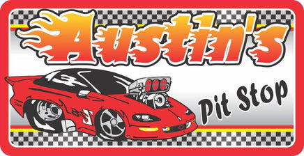 Red Race Car Sign with Custom Name