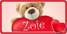Kids Plush Bear Sign with Custom Name and Red Border