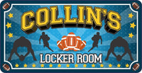 Kid's Football Locker Room Sign with Football Player Silhouettes